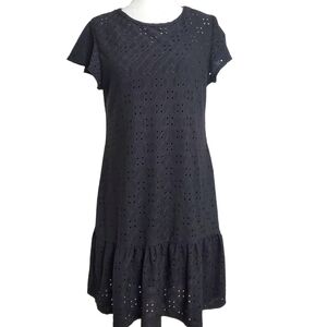 Brit & Bri Black Eyelet Lined Mini Sweetheart Dress  Size Medium
